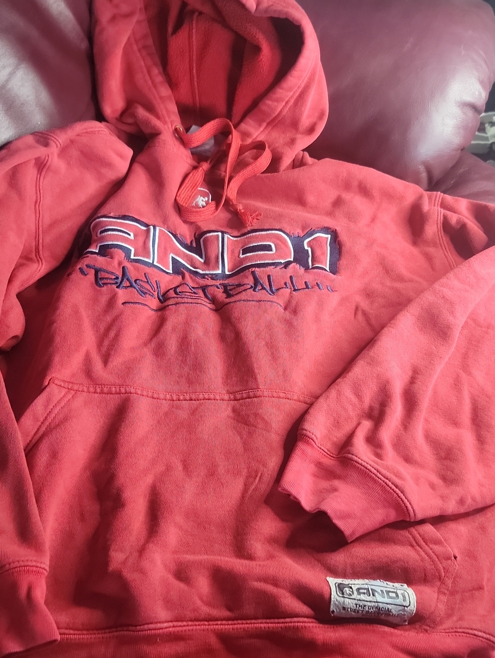 And1 Red Hooded Sweatshirt with Embroidered Logo